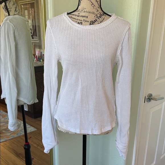We The Free White Long Sleeve Waffle Knit Top - Picture 4 of 6